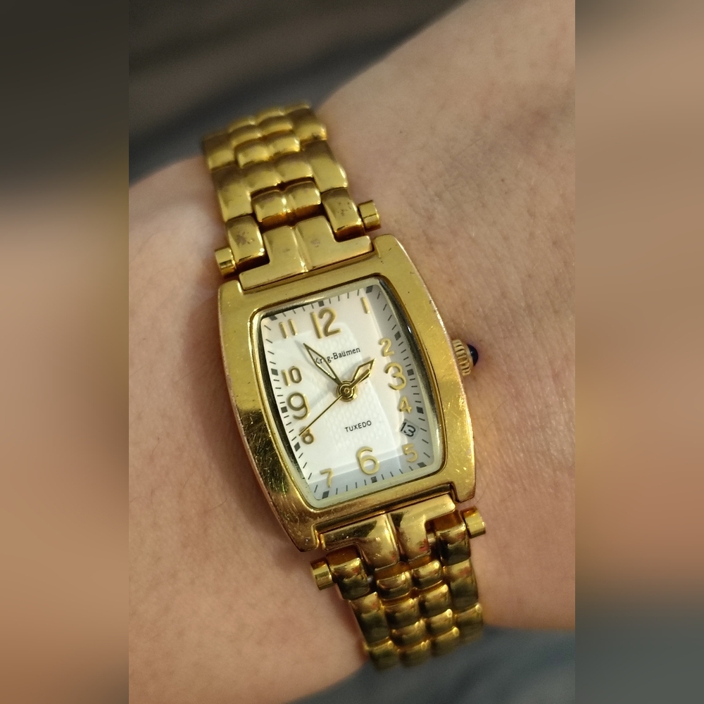 Krug-Baumen Tuxedo 18k Gold Electroplated Watch ~ Runs & Keeps Time, New Battery - Picture 6 of 15